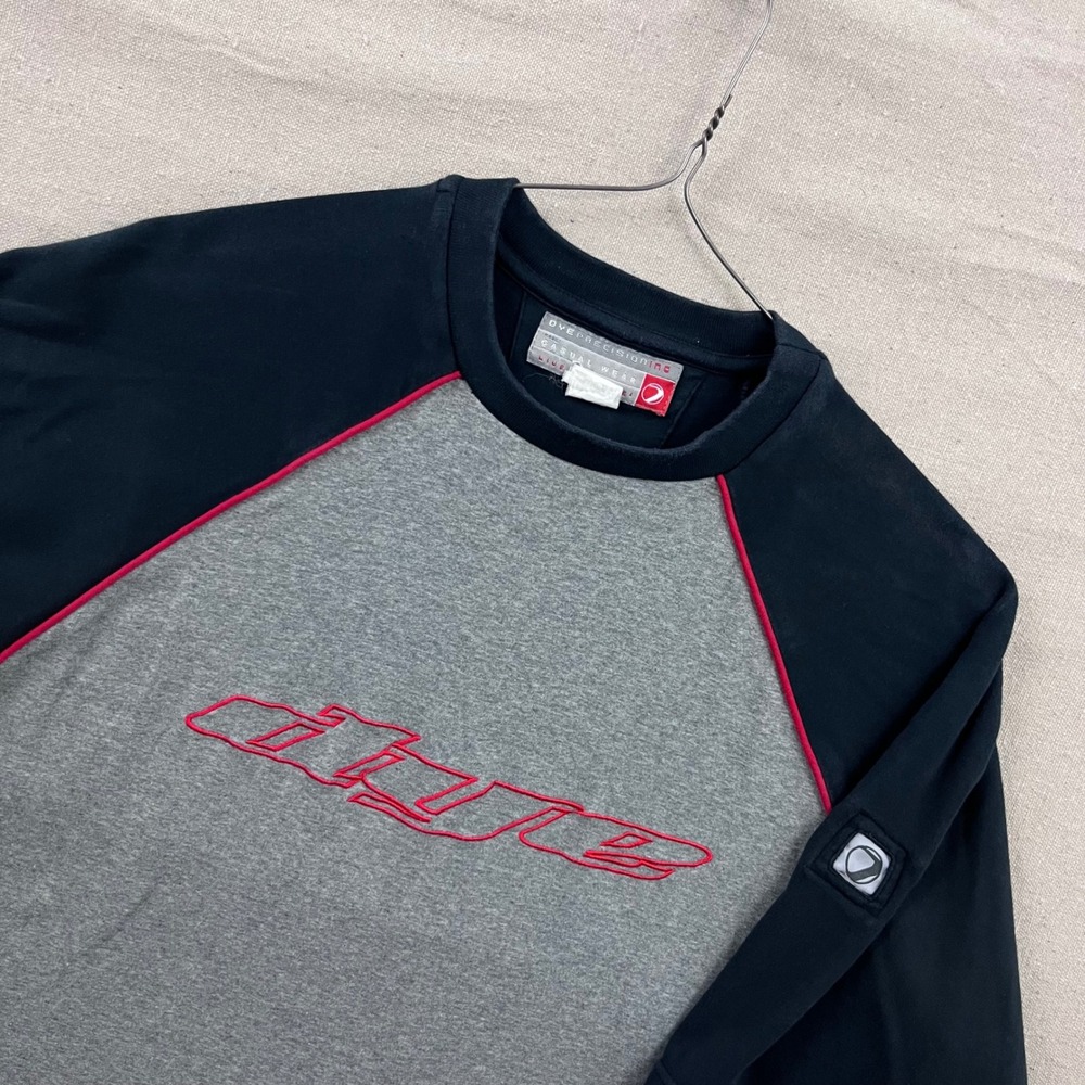 Dye Precision Raglan T-Shirt Mens Large Grey Black Red Y2K‎ Techwear Sportswear